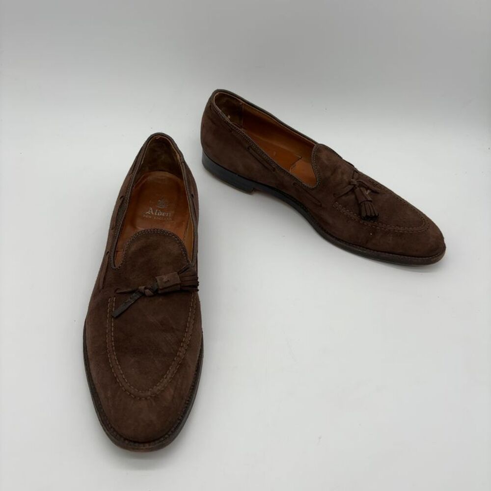 Alden New England Brown Suede Tassel Mens Loafers